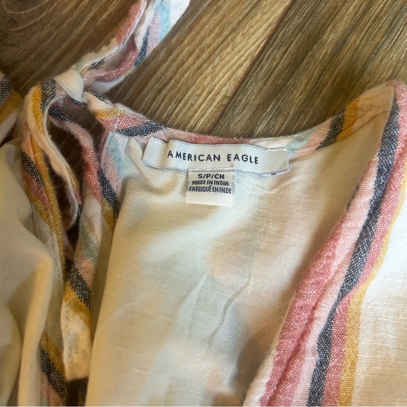 American Eagle Outfitters Multicolor Linen Blend Striped Jumpsuit S - Picture 3 of 10